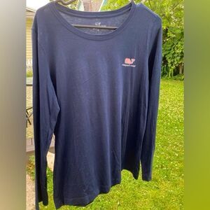 Vineyard Vines Whale Logo Women’s Long-Sleeve Performance Shirt Size L Navy Blue